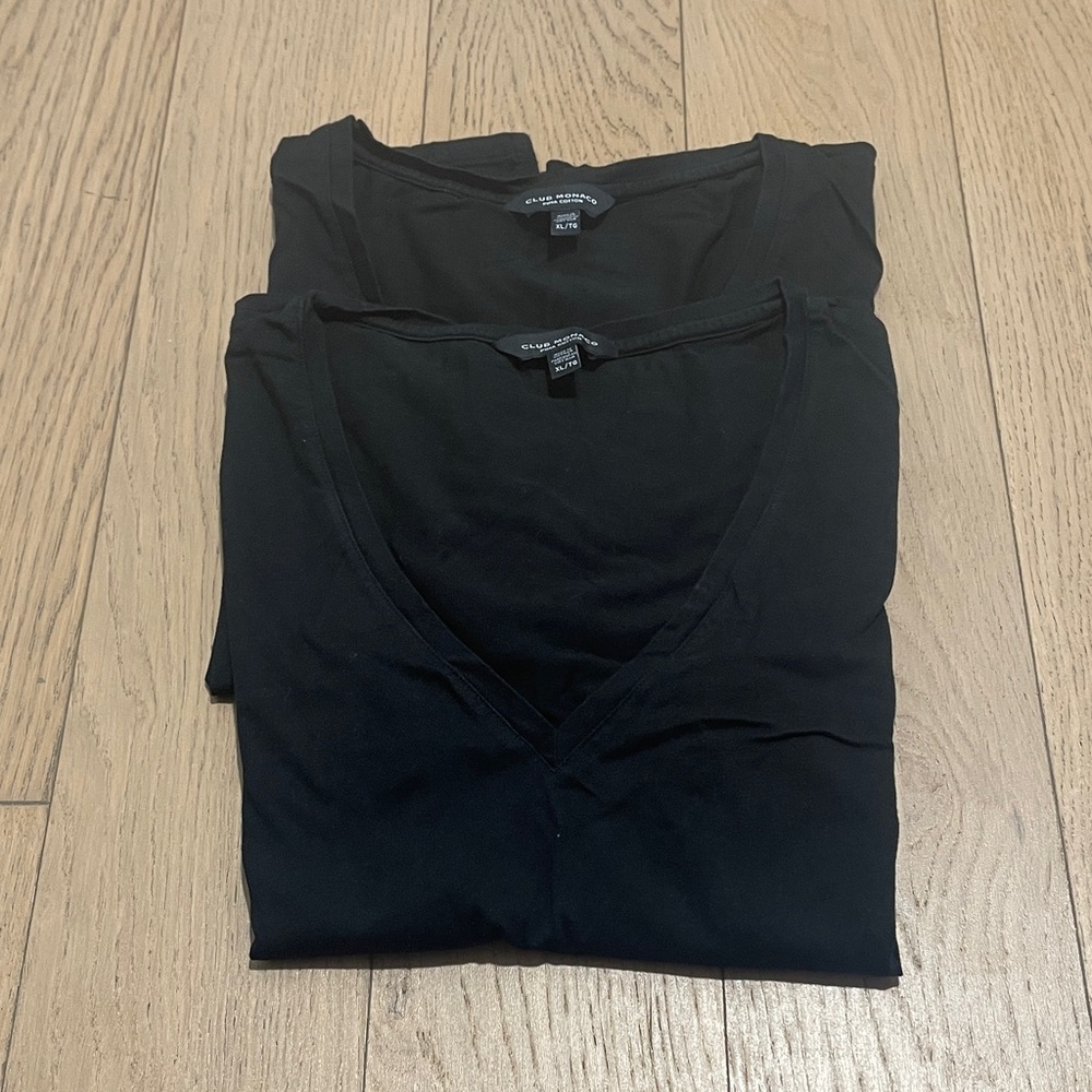 Set of 2 Club Monaco Black V-Neck T-Shirts